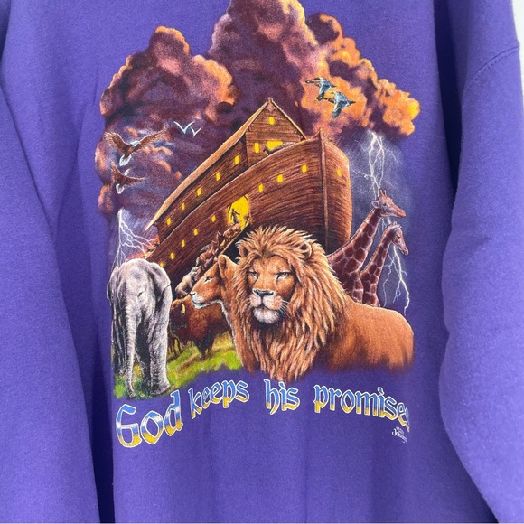 Vintage 90s Noahs Ark Animals God Keeps Promises Graphic Crewneck Sweatshirt XL - Picture 5 of 5